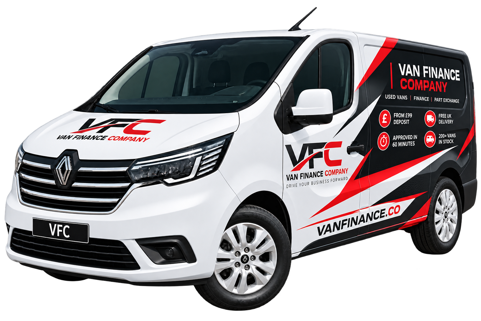 White Renault Trafic van with VFC number plate